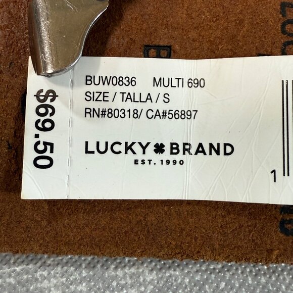 Lucky Brand Brown Leather Beaded Belt Silver-Tone Buckle & Floral Design Size S - Picture 10 of 16